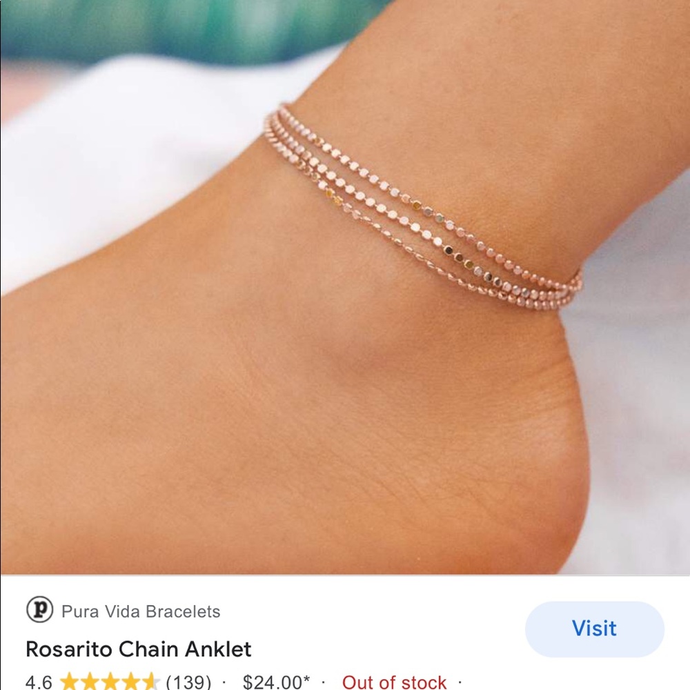 NWT Pura Vida rose gold anklet